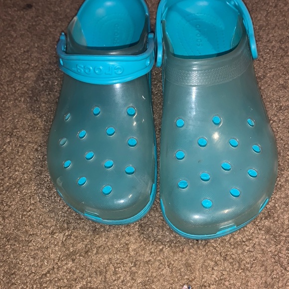 Crocs Size 10 Translucent Digital Aqua Classic Clogs - Picture 1 of 4